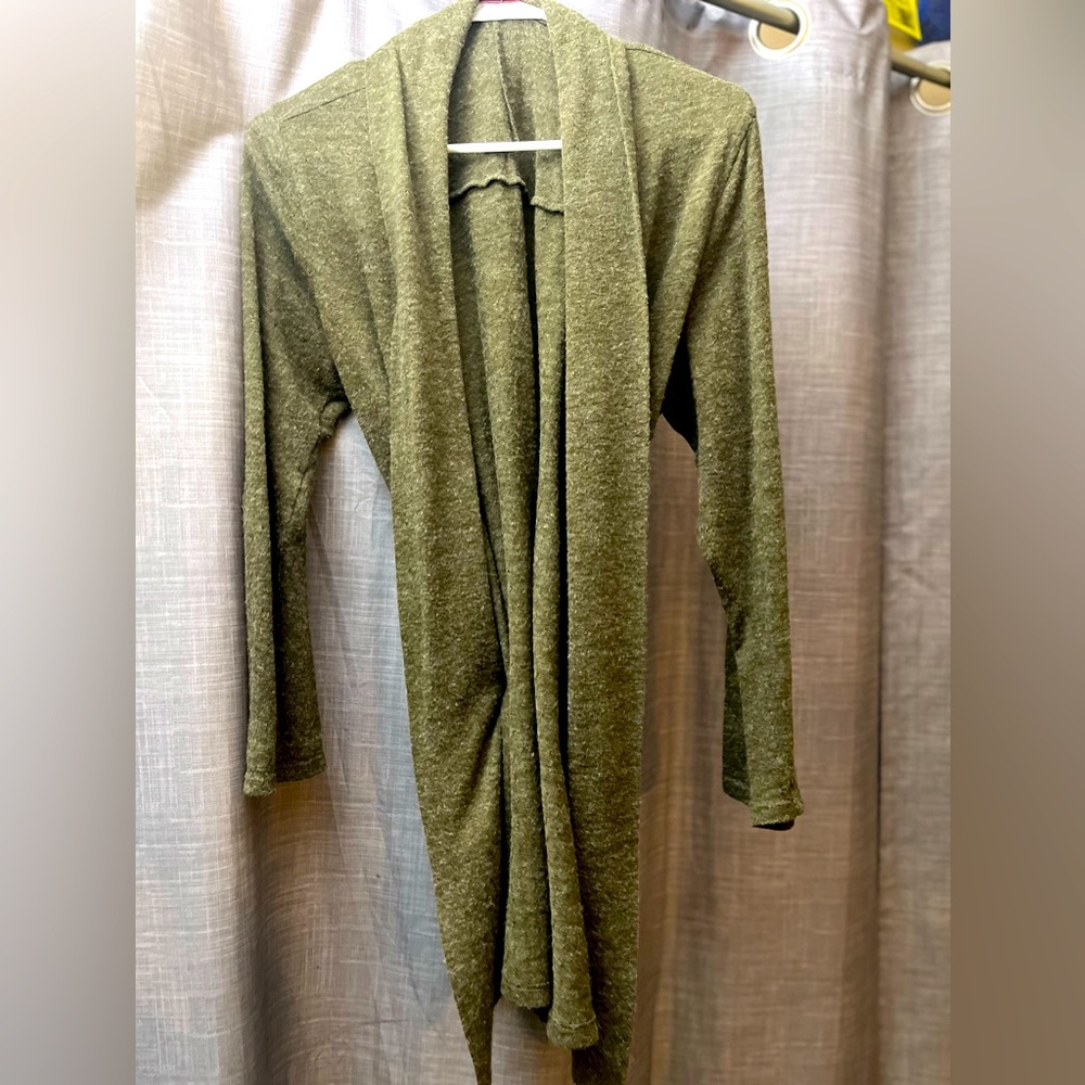 Love Scene, XL, Olive Green, Hooded Knit Shawl/Cardigan